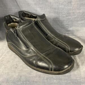 Rieker Tex Womens Black Leather Insulated Ankle Boots Size 41 (US 9.5)